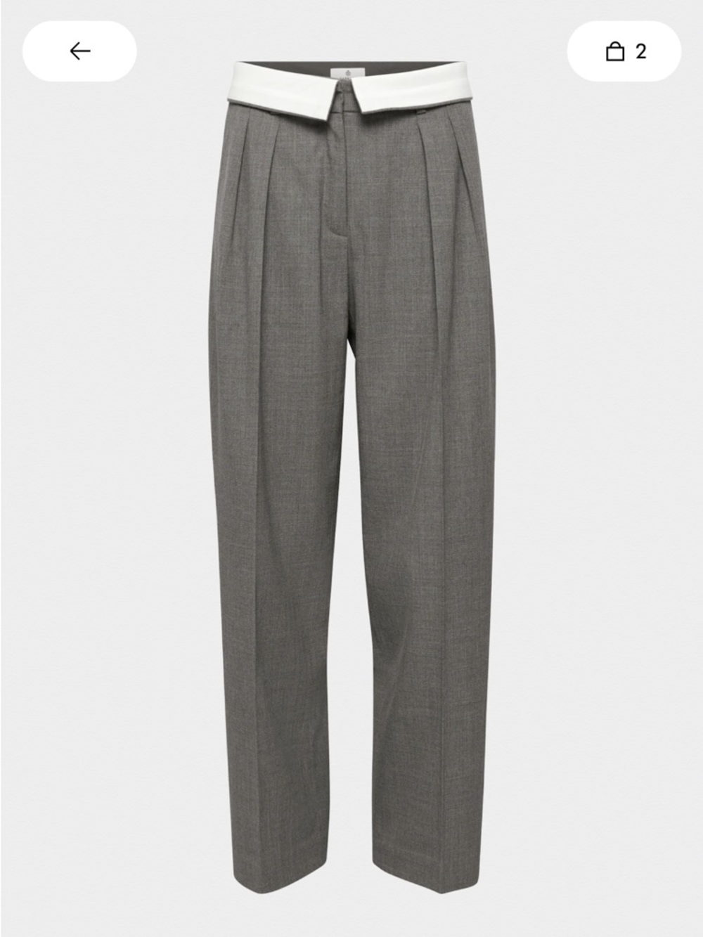 Aritzia Bureau Pant Gray Trousers with White Foldover Waistband